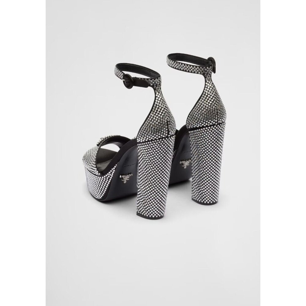 Prada Satin platform sandals with crystals Size 38.5 New 100% Authentic - Picture 3 of 5